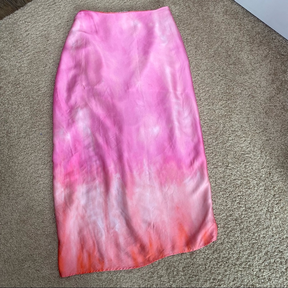 ZARA HOT PINK BARBIE SILKY RUCHE MIDI SKIRT SIZE XS - Picture 5 of 11
